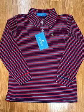 J. Bailey Kids' Long Sleeve Collared Polo - Red & Navy Stripe
